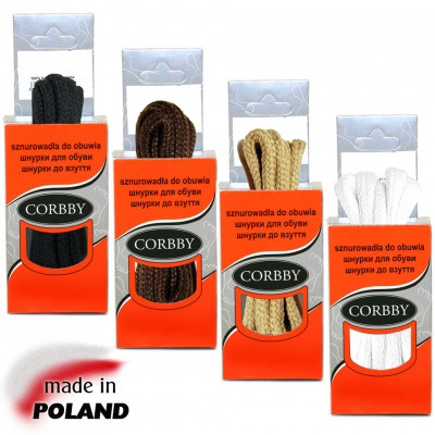CORBBY Шнурки 75см круглые средние цветные.