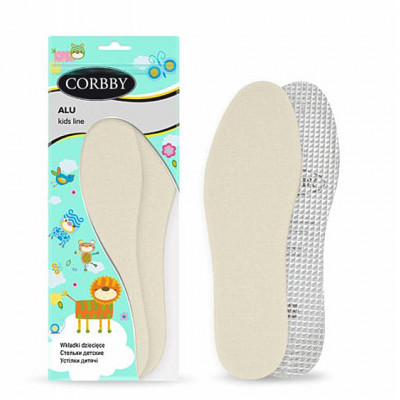 Детские зимние трёхслойные стельки CORBBY Alu с алюминиевой фольгой, безразмерные.