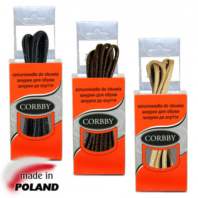 CORBBY Шнурки 75см круглые тонкие с пропиткой цветные.