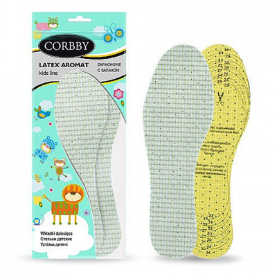 Детские ароматизированные стельки CORBBY Latex Aromat, безразмерные.