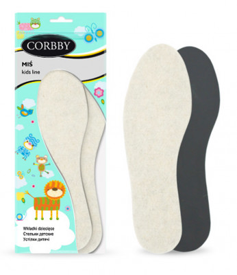Детские зимние шерстяные стельки CORBBY Mis, низкий ворс, безразмерные.