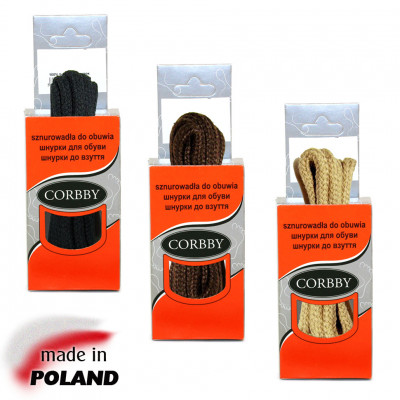 CORBBY Шнурки 90см круглые средние цветные.