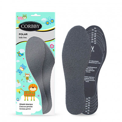 Детские зимние стельки CORBBY Polar с активированным углем, безразмерные.