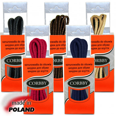 CORBBY Шнурки 90см круглые тонкие с пропиткой цветные.