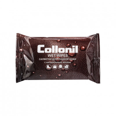 Салфетки влажные Collonil для ухода за гладкой кожей с натуральным воском, 15 штук.
