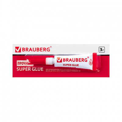 Клей моментальный (суперклей) BRAUBERG, прочный, 3 г.