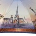 ТРИ СЛОНА зонт женский 3 сложения, 8 спиц, суперавтомат, набивной "ЭПОНЖ", купол 102 см., L3833D-05