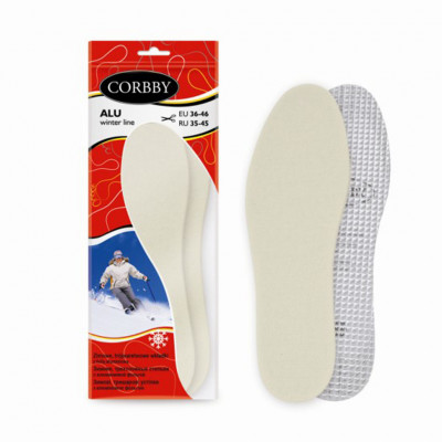 Стельки CORBBY зимние трёхслойные  Alu с алюминиевой фольгой, безразмерные.