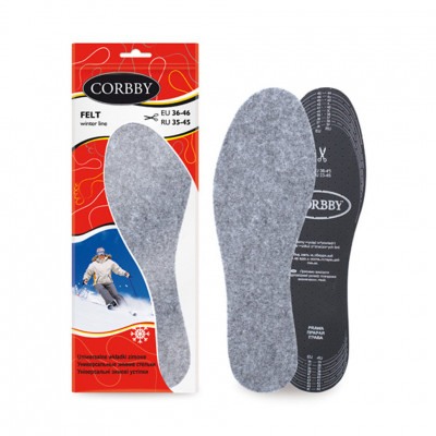 Стельки CORBBY зимние из войлока Felt, безразмерные.