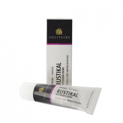 Пропитка и уход для жированной кожи Rustikal Fettleder creme SOLITAIRE, тюбик с губкой, 75 мл.