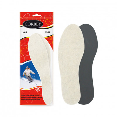 Стельки CORBBY зимние Mis, шерстяные, низкий ворс, безразмерные.