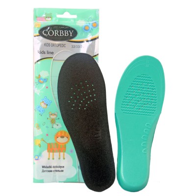 Детские ортопедические стельки CORBBY KIDS ORTOPEDIC, профилированные с лотком, размерные.