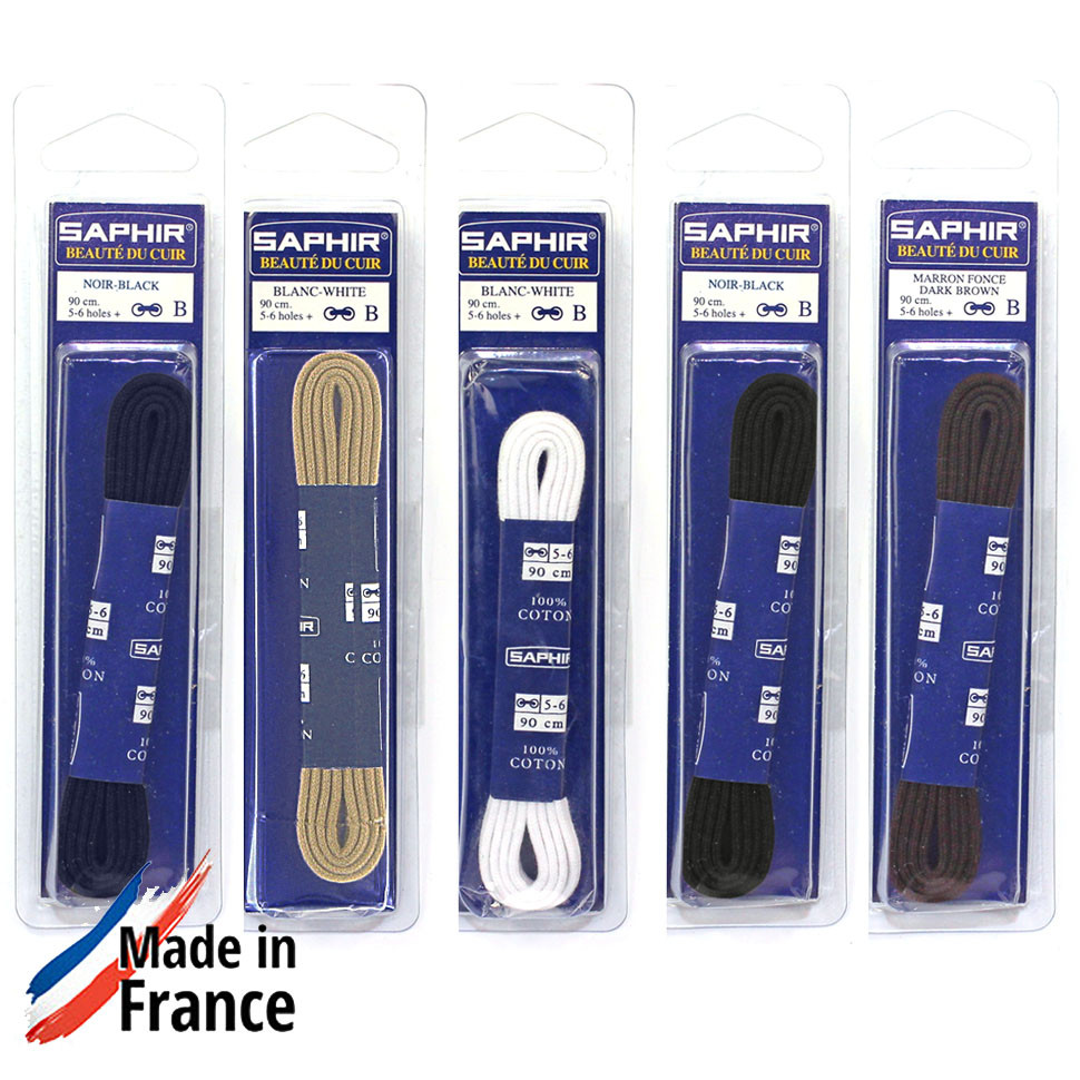 SAPHIR Шнурки 90 см. круглые тонкие 2,5 мм., цветные.