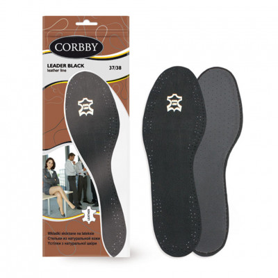 Стельки CORBBY из натуральной кожи Leder black, черные.
