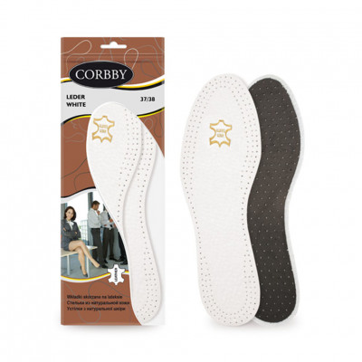 Стельки CORBBY из натуральной кожи LEDER white, белые.