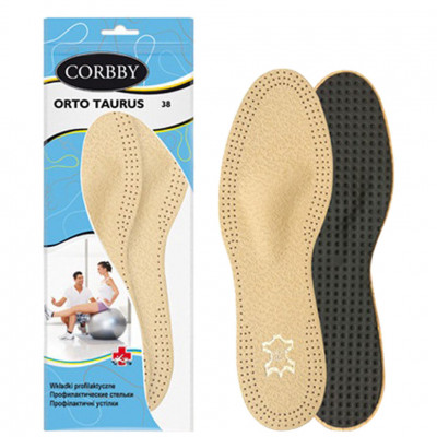 Двухслойные кожаные стельки CORBBY Orto Taurus с Т-образным пелотом.