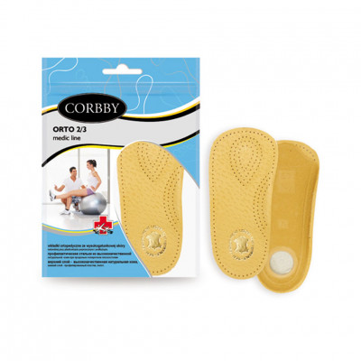 Стельки CORBBY ортопедические Orto 2/3 из натуральной кожи.