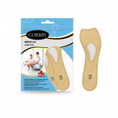 Стельки CORBBY ортопедические Orto 3/4 из натуральной кожи.