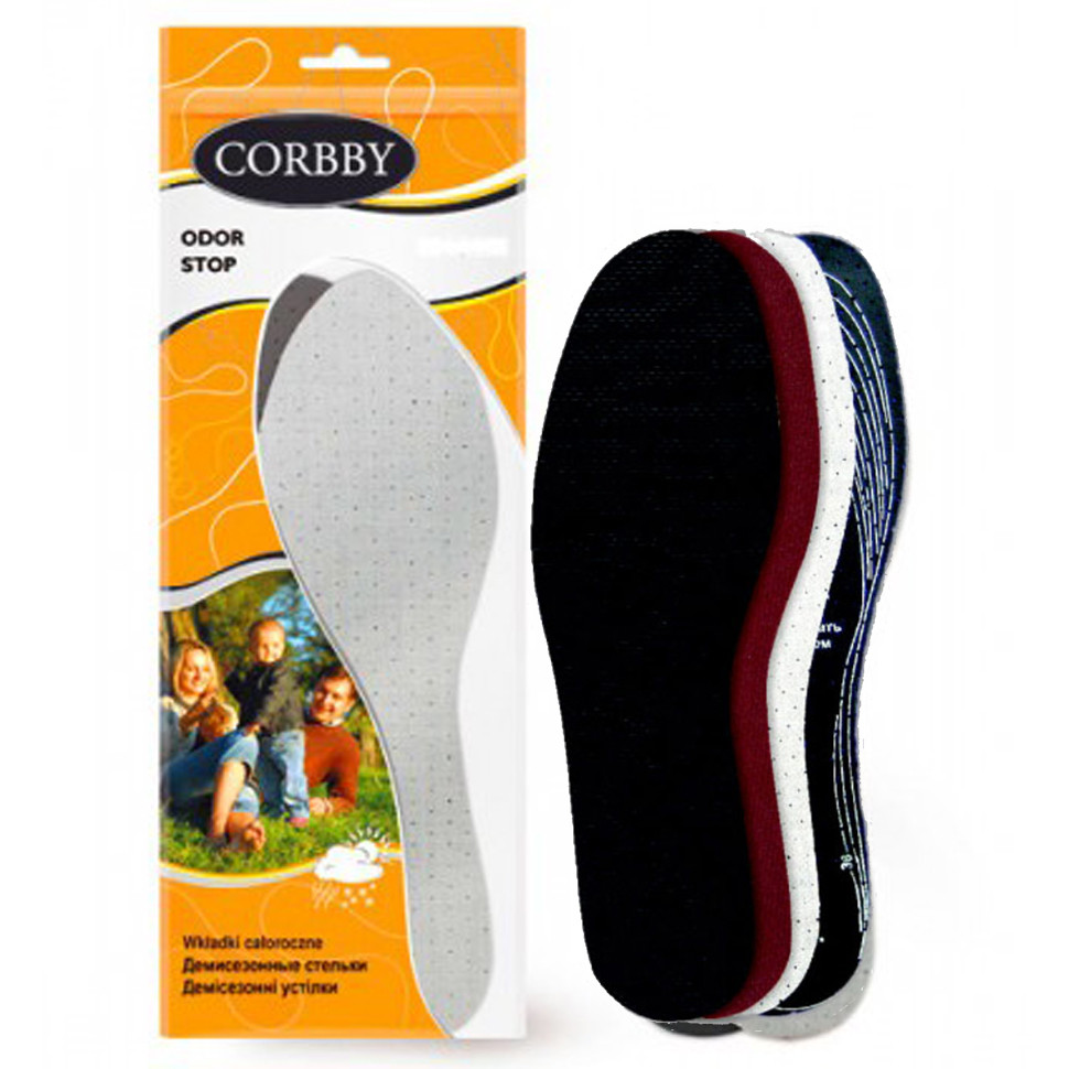Стельки CORBBY Odor Stop, цветные, безразмерные.