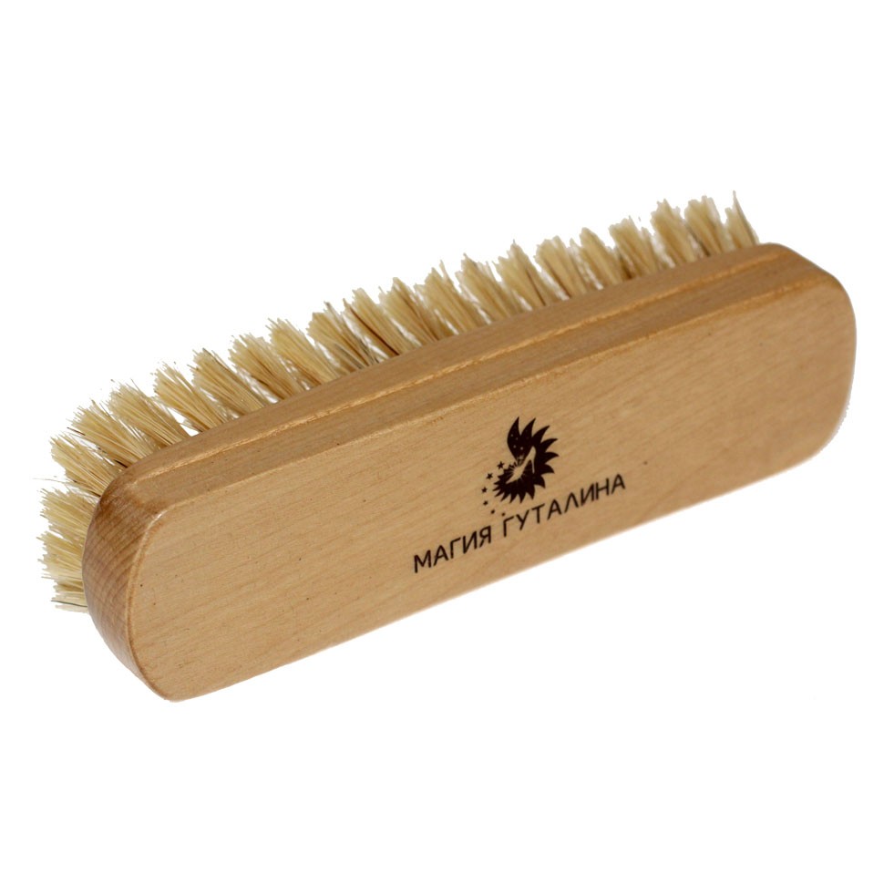 Щетка для обуви 14 см. Магия Гуталина, береза, натуральная щетина, светлая. 