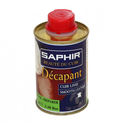 Очиститель для подготовки гладкой кожи к покраске Decapant SAPHIR, жестяной флакон, 100 мл.