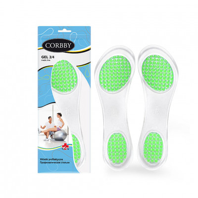 Гелевые тонкие стельки GEL 3/4 CORBBY с амортизирующими вставками, 1 пара.