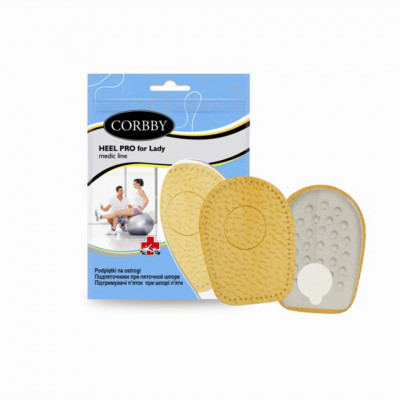Подпяточник CORBBY HEEL Pro, шпора, из натуральной кожи и латекса, с отверстием в центре.