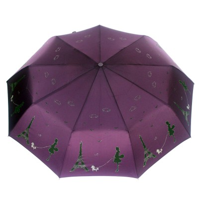 POPULAR зонт женский 3 сложения Glitter, суперавтомат, купол 101 см. 816-11