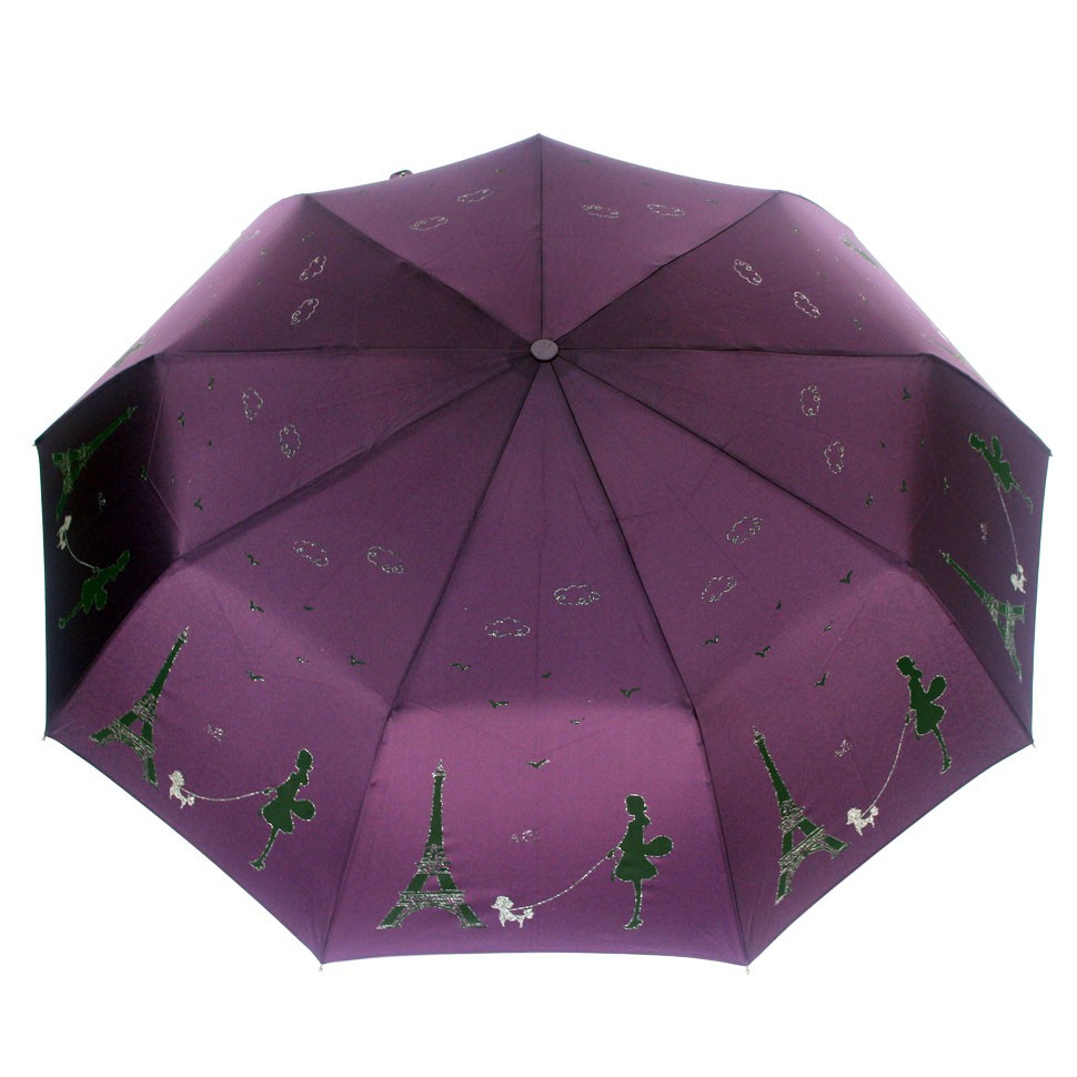 POPULAR зонт женский 3 сложения Glitter, суперавтомат, купол 101 см. 816-11